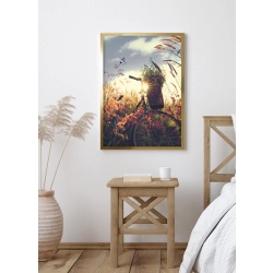 OBRAZ ROWER NA ŁĄCE Rama Złota