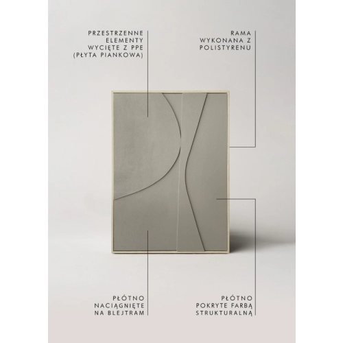 OBRAZ 3D RELIEF NO2 VINTAGE KHAKI