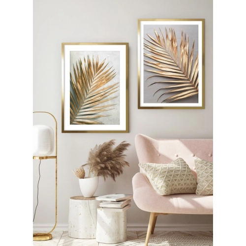 OBRAZ ZŁOTY LIŚĆ PALMY II Rama Złota
