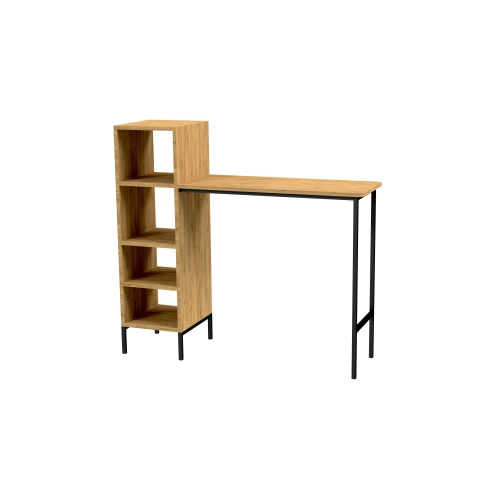 Zestaw Barowo -Jadalniany z Metalu i Drewna Litego Dębowego  Stół + 2 Taborety Model ZETS-20