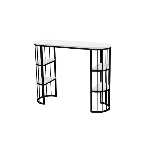 Zestaw Barowo - Jadalniany z Metalu , Blat Biały Płyta MDF  Stół +2 Taborety Model  ZETS-36