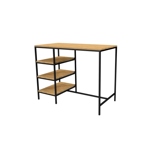 Zestaw Barowo -Jadalniany z Metalu i Drewna Litego Dębowego  Stół + 2 Taborety Model ZETS-19