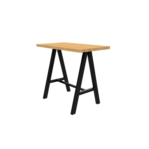 Zestaw Barowo -Jadalniany z Metalu i Drewna Litego Dębowego  Stół + 2 Taborety Model ZETS-31