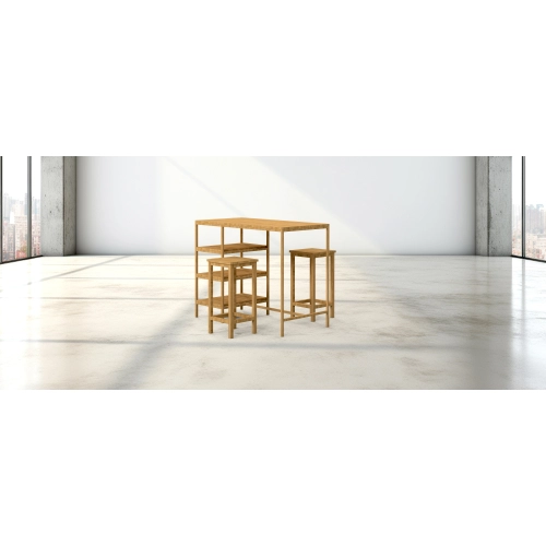 Zestaw Barowo -Jadalniany z Drewna Litego Dębowego Stół Barowy + 2 Taborety Model ZETS-25