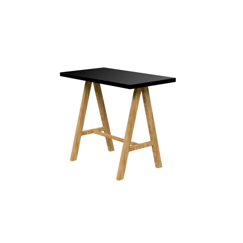 Zestaw Barowo Jadalniany Nogi z Drewna Litego Dębowego , Blat Czarny Płyta MDF  Stół +2 Taborety Model  ZETS-30