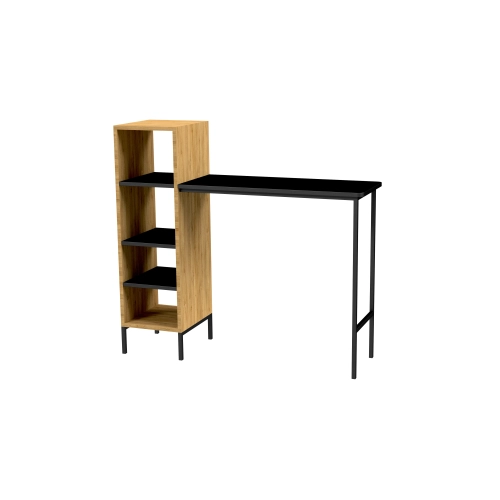 Zestaw Barowo -Jadalniany z Metalu i Drewna Litego Dębowego  Stół + 2 Taborety Model ZETS-24