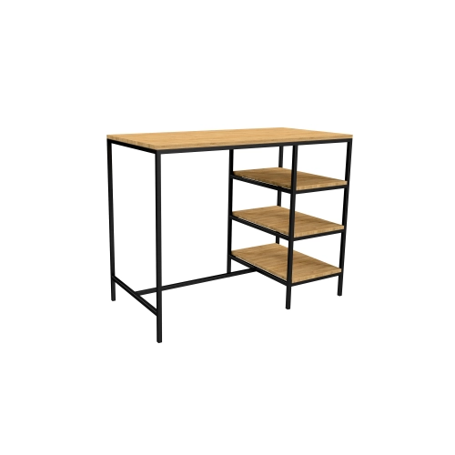 Zestaw Barowo -Jadalniany z Metalu i Drewna Litego Dębowego  Stół + 2 Taborety Model ZETS-19