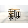 Zestaw Barowo -Jadalniany z Metalu i Drewna Litego Dębowego  Stół + 2 Taborety Model ZETS-19