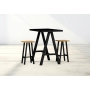 Zestaw Barowo - Jadalniany z Metalu , Blat Czarny Płyta MDF  Stół +2 Taborety Model  ZETS-32