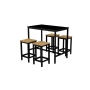Zestaw Barowo - Jadalniany z Metalu , Blat Czarny Płyta MDF  Stół +4 Taborety Model  ZETS-18