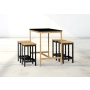 Zestaw Barowo Jadalniany Nogi z Drewna Litego Dębowego, Blat Czarny Płyta MDF Stół + 4 Taborety Model  ZETS-7