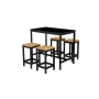 Zestaw Barowo - Jadalniany z Metalu , Blat Czarny Płyta MDF  Stół +4 Taborety Model  ZETS-5