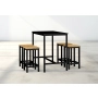 Zestaw Barowo - Jadalniany z Metalu , Blat Czarny Płyta MDF  Stół +4 Taborety Model  ZETS-18