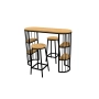 Zestaw Barowo -Jadalniany z Metalu i Drewna Litego Dębowego  Stół + 2 Taborety Model ZETS-34