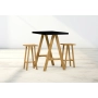 Zestaw Barowo Jadalniany Nogi z Drewna Litego Dębowego , Blat Czarny Płyta MDF  Stół +2 Taborety Model  ZETS-30