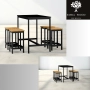 Zestaw Barowo - Jadalniany z Metalu , Blat Czarny Płyta MDF  Stół +4 Taborety Model  ZETS-5