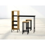 Zestaw Barowo -Jadalniany z Metalu i Drewna Litego Dębowego  Stół + 2 Taborety Model ZETS-24