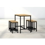 Zestaw Barowo -Jadalniany z Metalu i Drewna Litego Dębowego  Stół + 4 Taborety Model ZETS-16