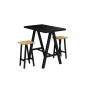 Zestaw Barowo - Jadalniany z Metalu , Blat Czarny Płyta MDF  Stół +2 Taborety Model  ZETS-32