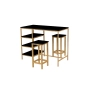 Zestaw Barowo Jadalniany Nogi z Drewna Litego Dębowego , Blat Czarny Płyta MDF  Stół +2 Taborety Model  ZETS-26