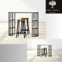 Zestaw Barowo - Jadalniany z Metalu , Blat Biały Płyta MDF  Stół +2 Taborety Model  ZETS-36