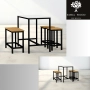 Zestaw Barowo - Jadalniany z Metalu , Blat Biały Płyta MDF  Stół +1 Ławka + 2 Taborety Model  ZETS-14