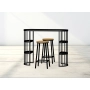 Zestaw Barowo - Jadalniany z Metalu , Blat Czarny Płyta MDF  Stół +2 Taborety Model  ZETS-35