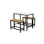 Zestaw Barowo - Jadalniany z Metalu , Blat Biały Płyta MDF  Stół +2 Ławki Model  ZETS-10