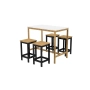Zestaw Barowo - Jadalniany Nogi z Drewna Litego Dębowego, Blat Biały Płyta MDF Stół + 4 Taborety Model  ZETS-6