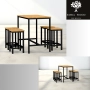 Zestaw Barowo -Jadalniany z Metalu i Drewna Litego Dębowego  Stół + 4 Taborety Model ZETS-16