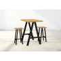Zestaw Barowo -Jadalniany z Metalu i Drewna Litego Dębowego  Stół + 2 Taborety Model ZETS-31