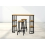 Zestaw Barowo -Jadalniany z Metalu i Drewna Litego Dębowego  Stół + 2 Taborety Model ZETS-34