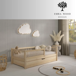 Łóżko Dziecięce SALICE z szufladą - Sosna naturalna lakier