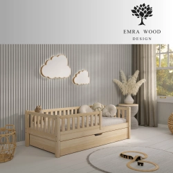 Łóżko Dziecięce ABETE z szufladą - Sosna naturalna lakier