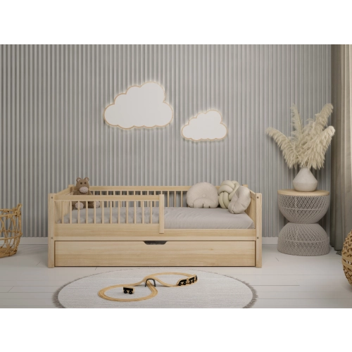 Łóżko Dziecięce SALICE z szufladą - Sosna naturalna lakier
