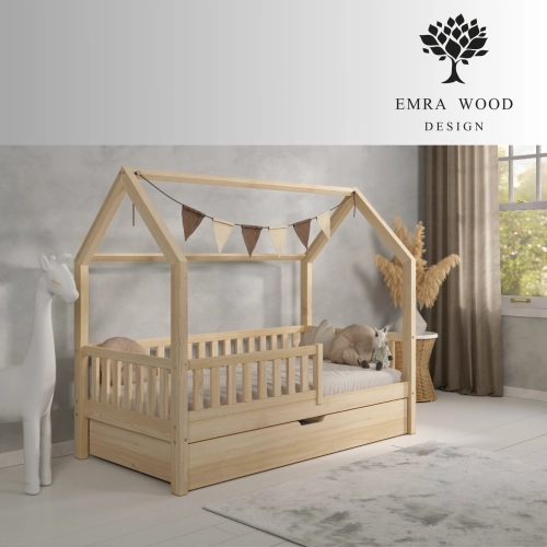 Łóżko Dziecięce PINO z szufladą - Sosna naturalna lakier