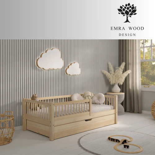 Łóżko Dziecięce SALICE z szufladą - Sosna naturalna lakier