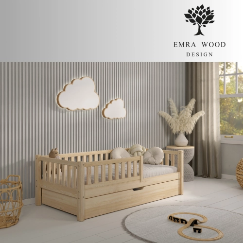 Łóżko Dziecięce ABETE z szufladą - Sosna naturalna lakier