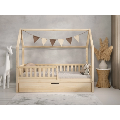 Łóżko Dziecięce PINO z szufladą - Sosna naturalna lakier
