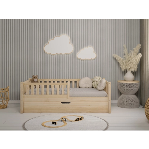 Łóżko Dziecięce ABETE z szufladą - Sosna naturalna lakier