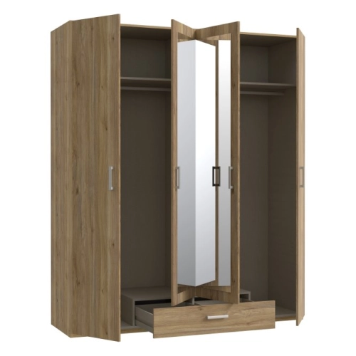 Szafa z lustrem 180 cm z szufladą Dąb Mauvella