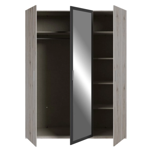 Szafa z lustrem 170 cm Dąb Piaskowy / Uni Wolfram Szary