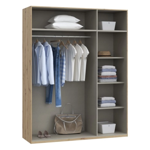 Szafa z lustrem 170 cm Dąb Artisan/Piaskowy