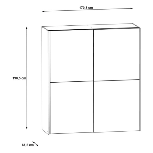 Szafa przesuwna z lustrem 170 cm Beton