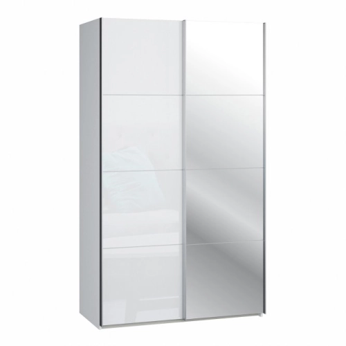 Szafa ubraniowa z lustrem 120 cm Kolor Biały / Biały połysk