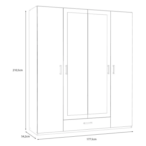 Szafa z lustrem 180 cm z szufladą Biała