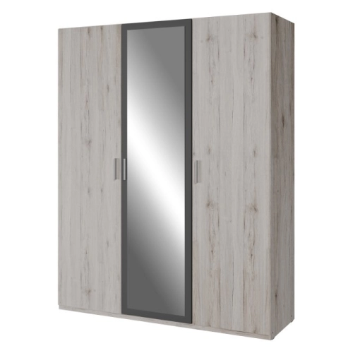 Szafa z lustrem 170 cm Dąb Piaskowy / Uni Wolfram Szary
