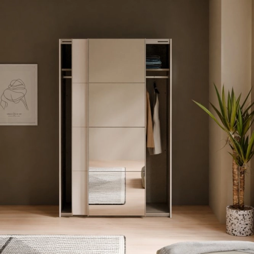 Szafa ubraniowa z lustrem 120 cm Kolor Piaskowy