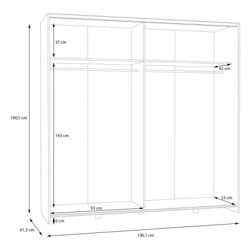 Szafa przesuwna z lustrem 190 cm
