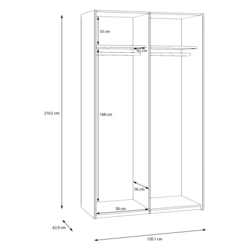 Szafa ubraniowa z lustrem 120 cm Kolor Biały